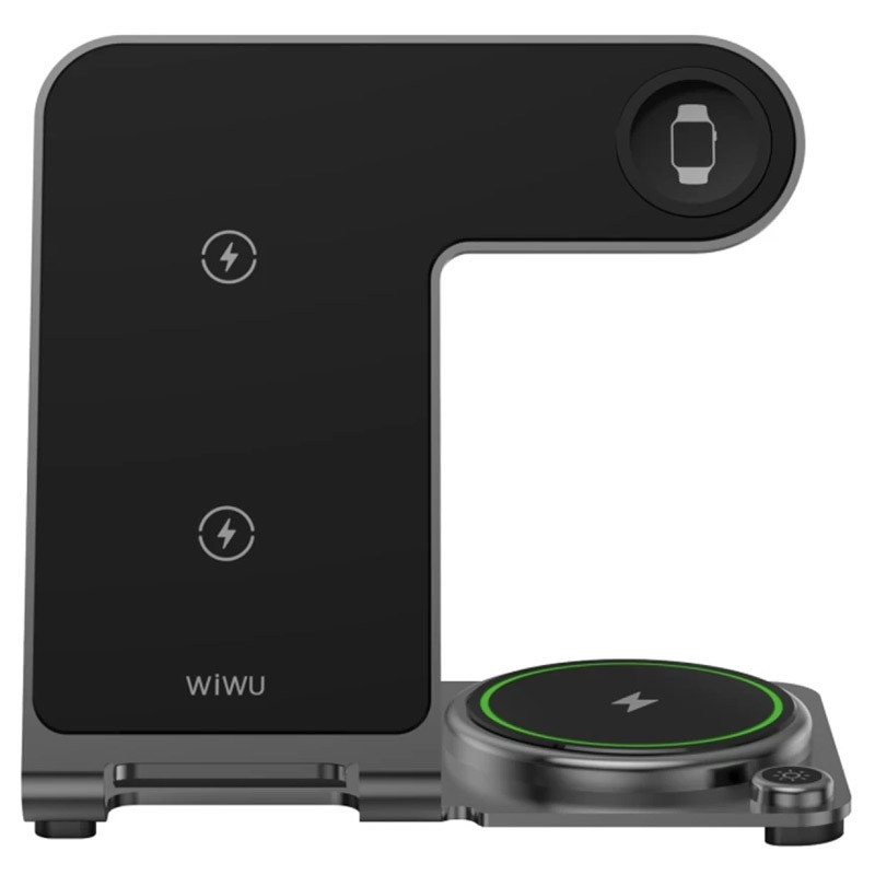 Уцінка БЗП WIWU Wi-W005 3 in 1 wireless charger, Відкрита упаковка / Black 2, купити оптом з доставкою