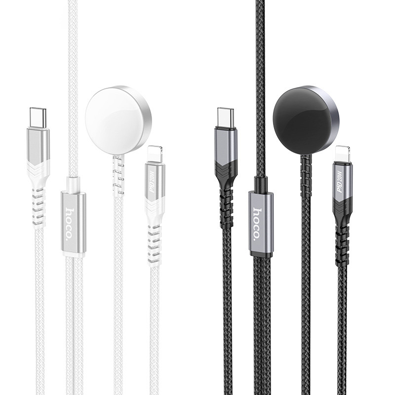 БЗУ Hoco CW54 2in1 for Apple Watch + Type-C / Lightning, купить оптом с доставкой