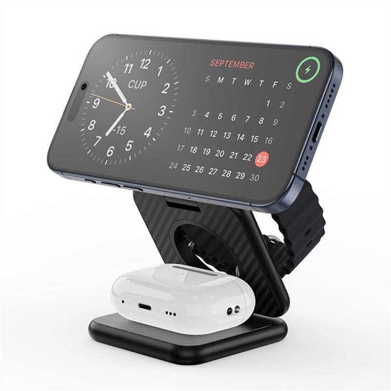 БЗП WIWU Wi-W035 Kevlar Mag Go 3 in 1 wireless charger на малюнкі №1