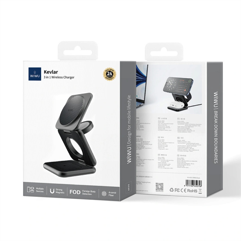 БЗП WIWU Wi-W035 Kevlar Mag Go 3 in 1 wireless charger на малюнкі №5