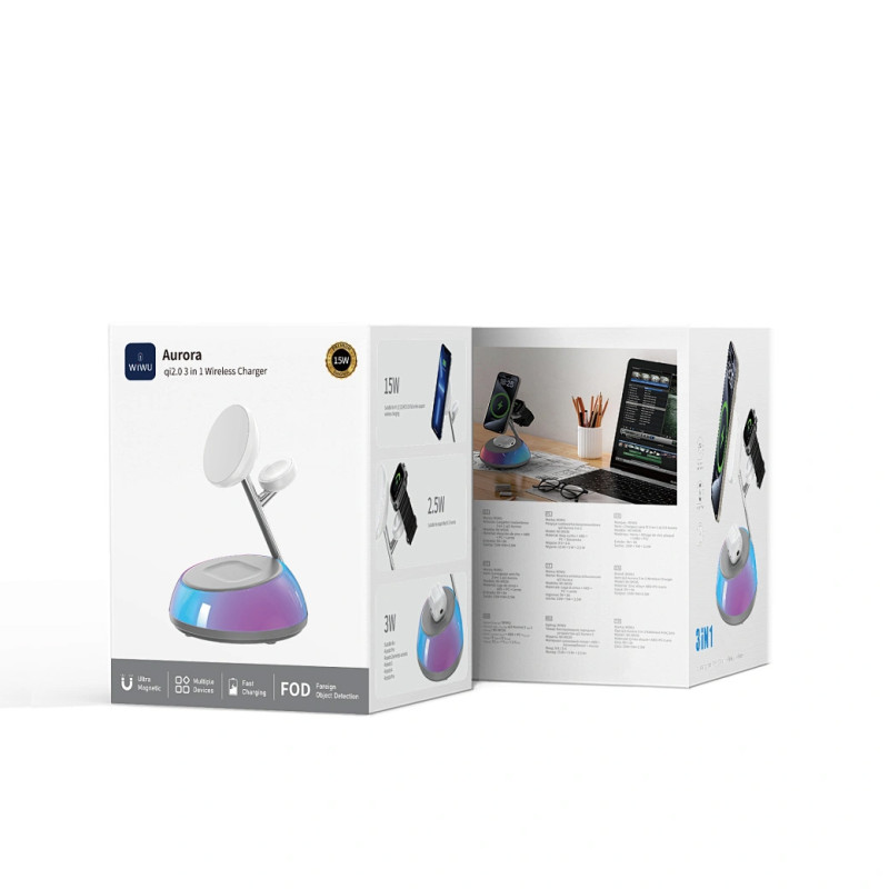 БЗП WIWU Wi-W036 Aurora 3 in 1 wireless charger на малюнкі №2