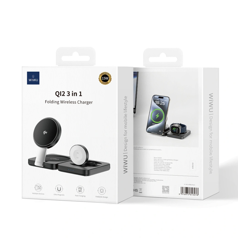 БЗП WIWU Wi-W028 QI2 3 in 1 wireless charger на малюнкі №5