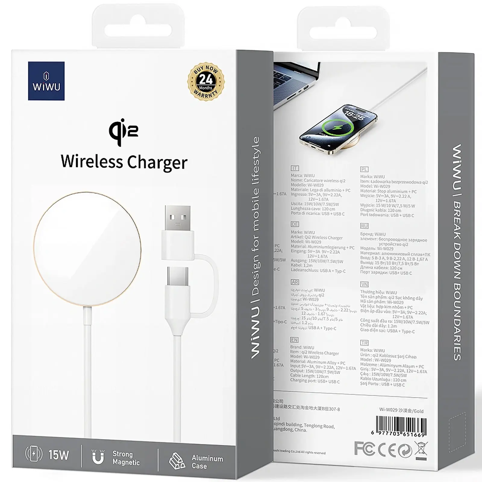 БЗУ WIWU Wi-W029 MagCircle Qi2 15W, Gold 4, купить оптом с доставкой