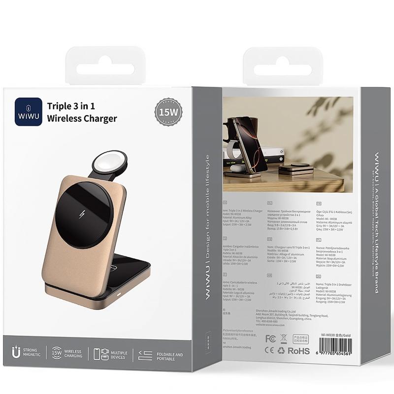 БЗП WIWU Wi-W038 Triple 3 in 1 wireless charger на малюнкі №2