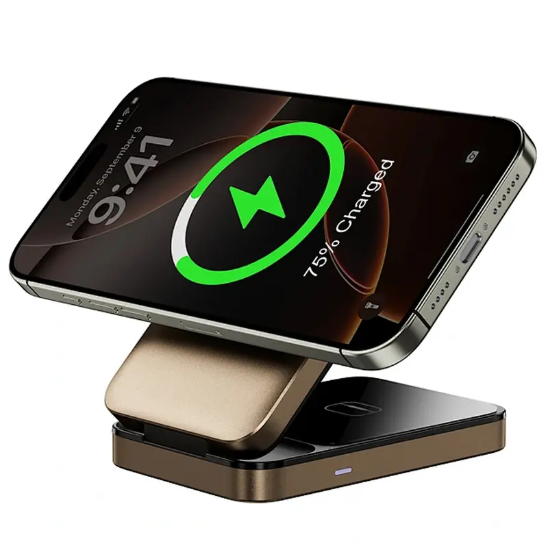 БЗУ WIWU Wi-W038 Triple 3 in 1 wireless charger, Gold 4, купить оптом с доставкой