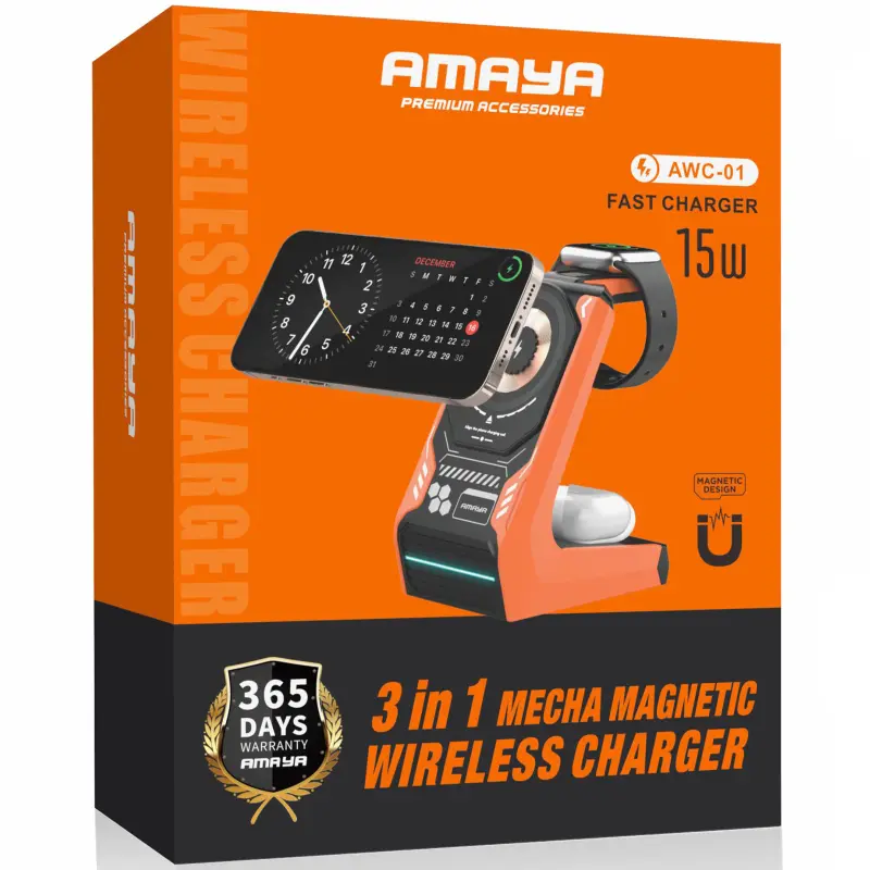 БЗУ Amaya AWC-01 3-in-1 15W, Orange 1, купить оптом с доставкой