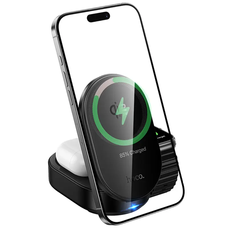 БЗУ Hoco CQ23 Pole Qi2.2 3-in-1, Black 2, купить оптом с доставкой