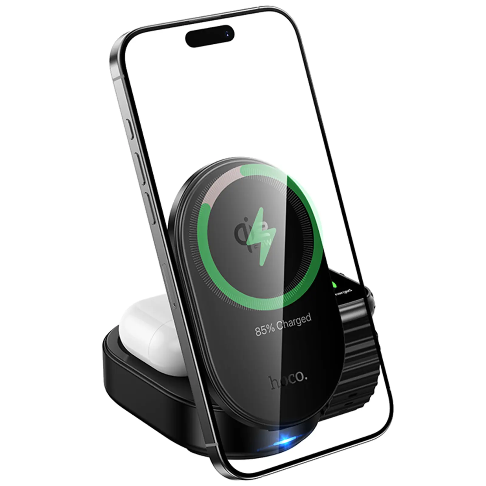 БЗУ Hoco CQ23 Pole Qi2.2 3-in-1, Black 2, купить оптом с доставкой