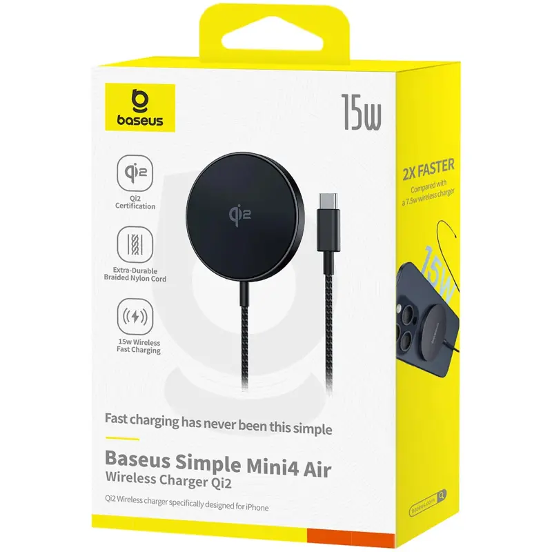 БЗУ Baseus Simple Mini4 Air Magnetic Qi2 15W (P102782), Cluster Black 1, купить оптом с доставкой
