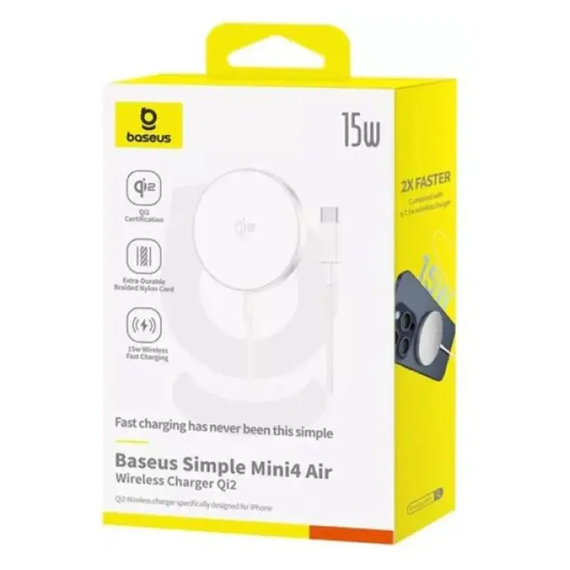 БЗУ Baseus Simple Mini4 Air Magnetic Qi2 15W (P102782), Frost Silver 1, купить оптом с доставкой