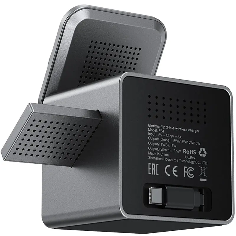 БЗУ Acefast E34 desktop 3in1 15W, Gray 5, купить оптом с доставкой