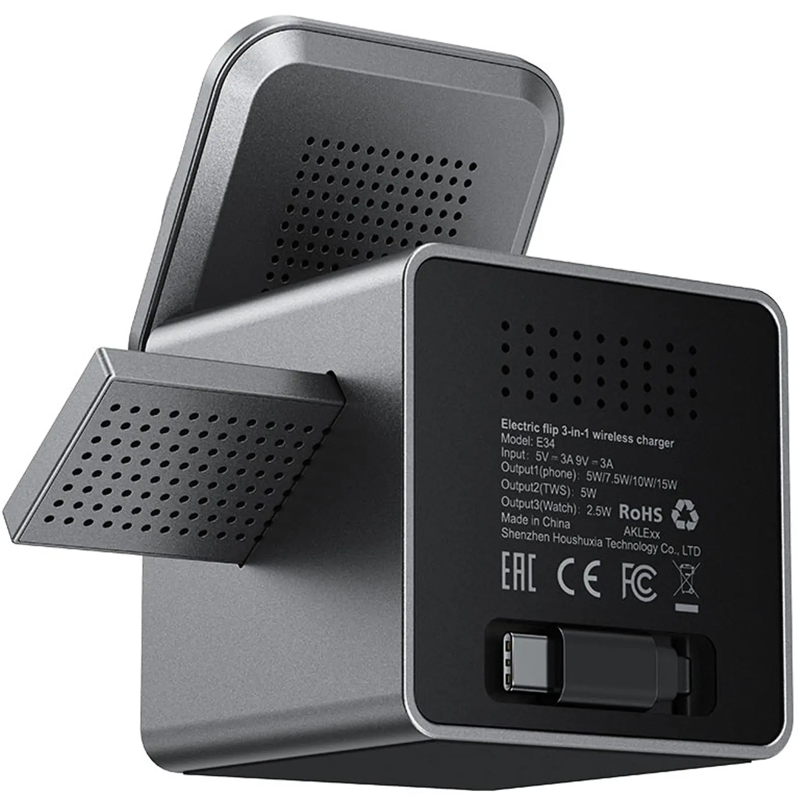 БЗУ Acefast E34 desktop 3in1 15W, Gray 5, купить оптом с доставкой