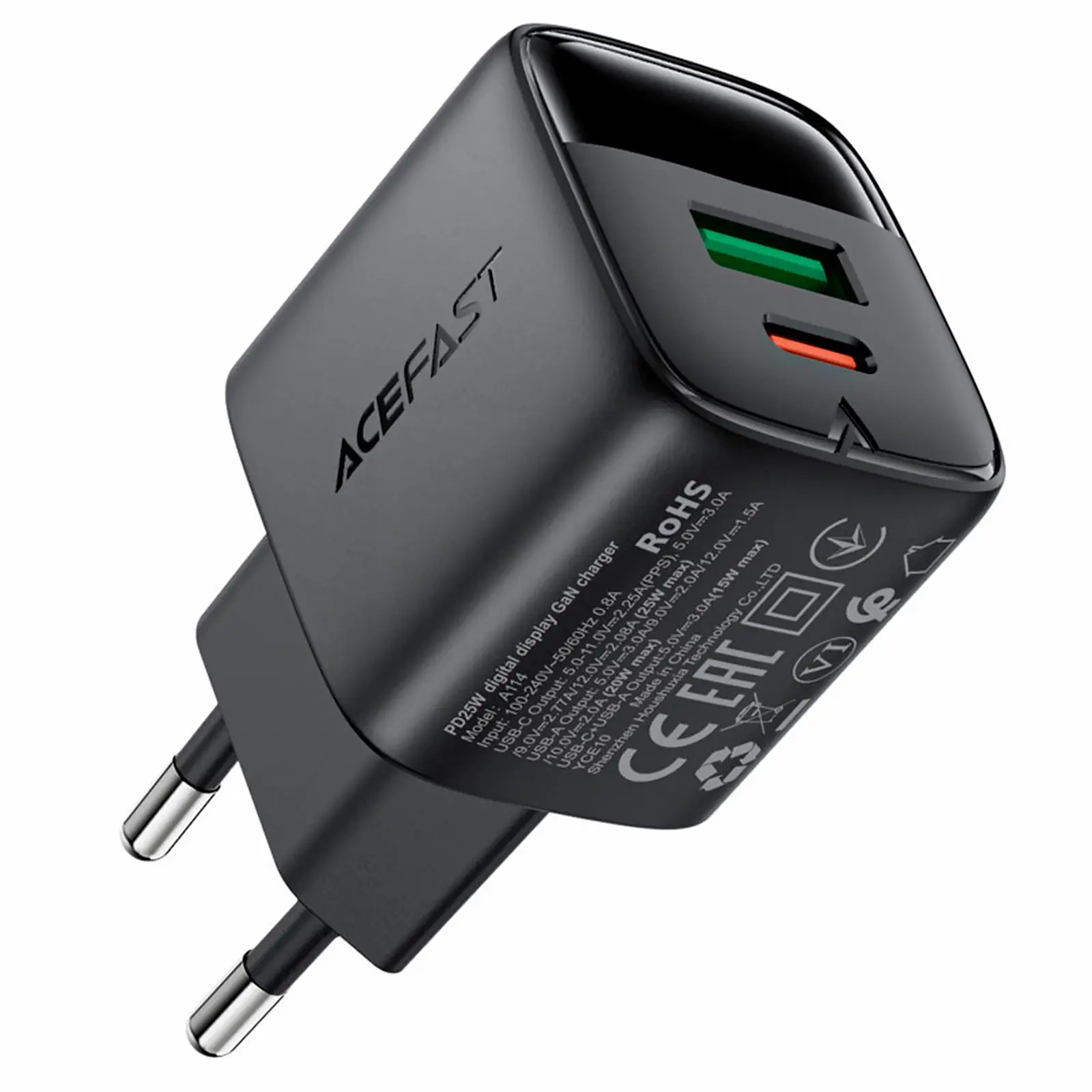 МЗП Acefast A114 PD25W GaN (1USB-A/1C), купити оптом з доставкою