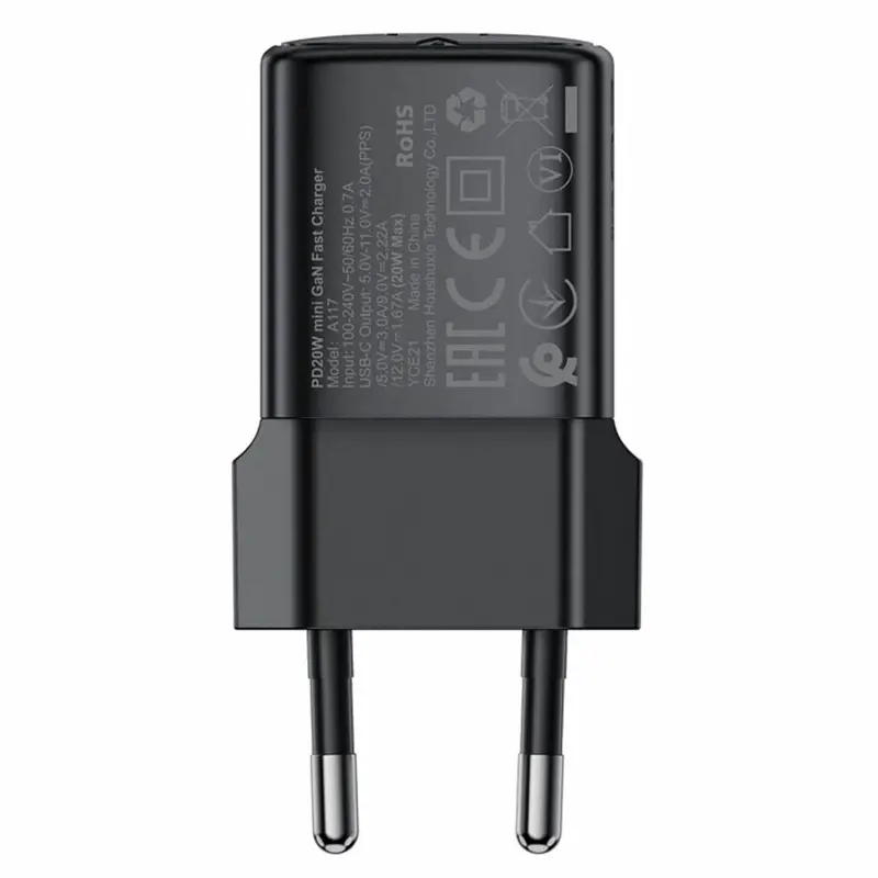 СЗУ Acefast A117 mini PD20W GaN (1USB-C), Black 1, купить оптом с доставкой