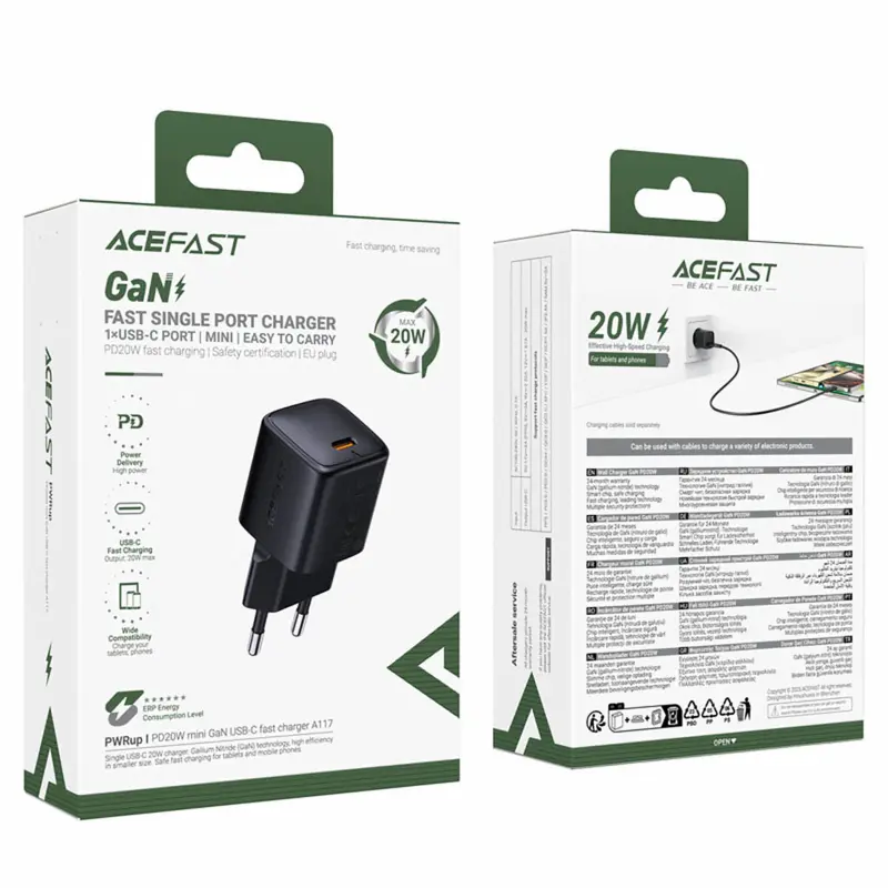СЗУ Acefast A117 mini PD20W GaN (1USB-C), Black 5, купить оптом с доставкой
