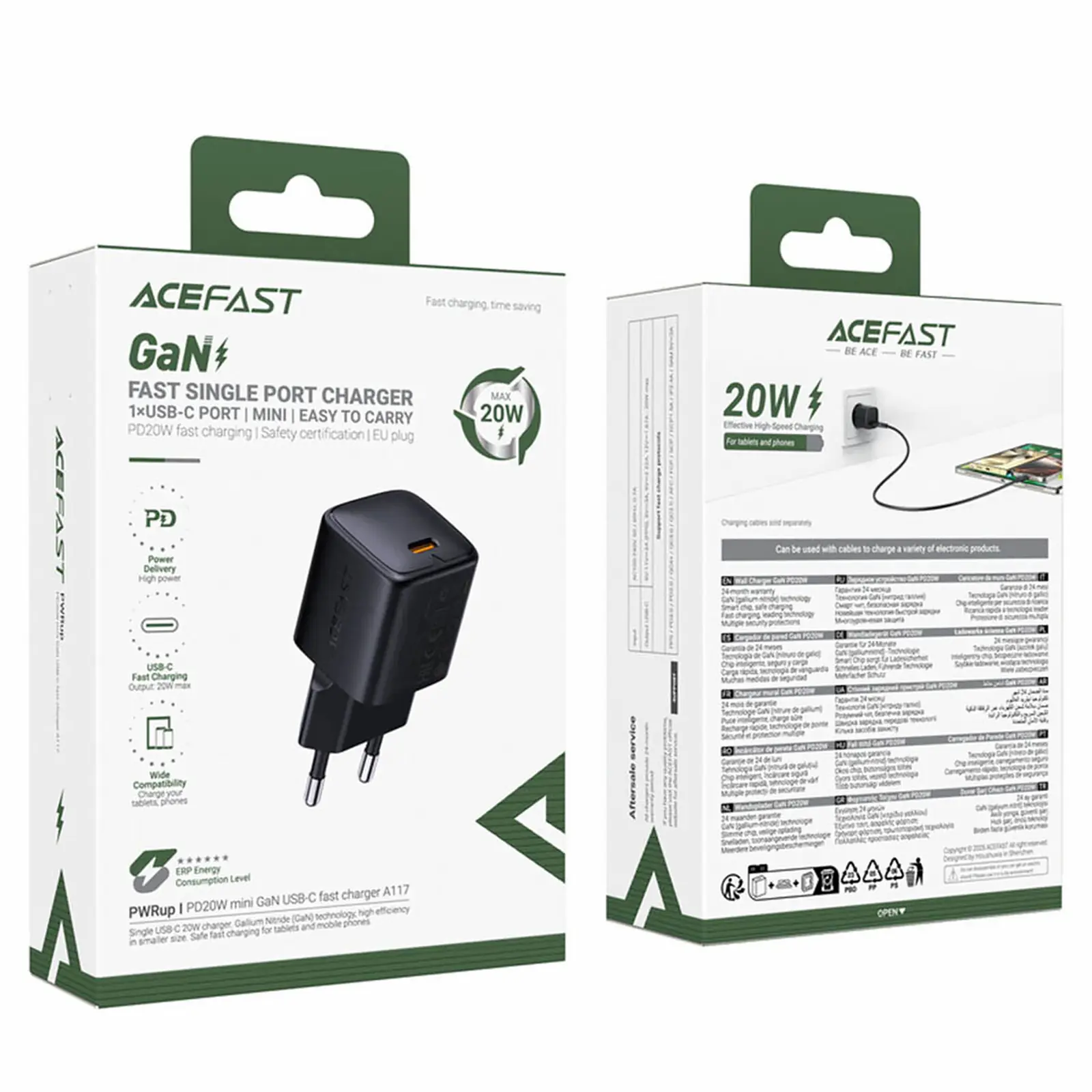 СЗУ Acefast A117 mini PD20W GaN (1USB-C), Black 5, купить оптом с доставкой
