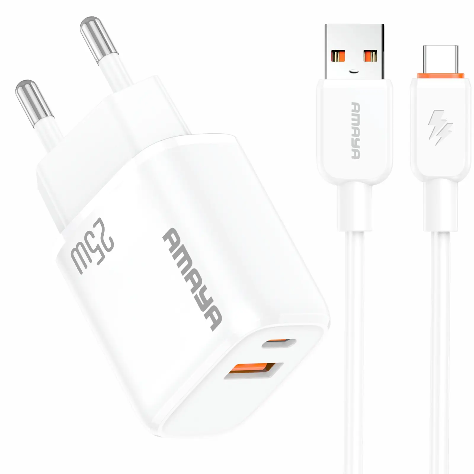 СЗУ Amaya E213D PD25W+QC3.0 (1USB-A/1C) + кабель USB to Type-C, купить оптом с доставкой