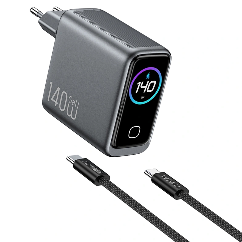 СЗУ WIWU CHG200 Voyager PD140W+QC3.0 (1USB-A/3C) + кабель Type-C to Type-C, Grey 1, купить оптом с доставкой