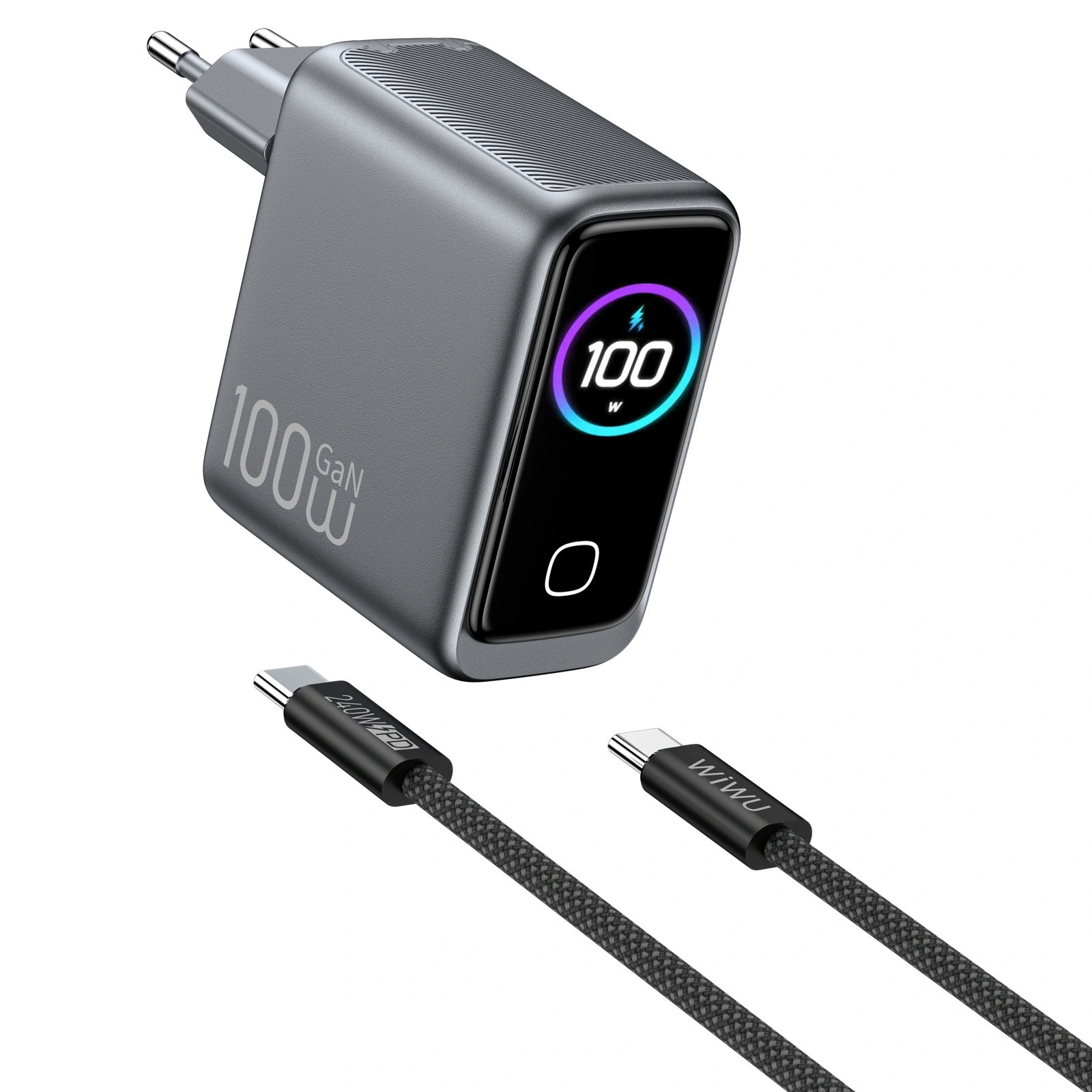 СЗУ WIWU CHG300 Voyager PD100W+QC3.0 (1USB-A/2C) + кабель Type-C to Type-C, Grey 1, купить оптом с доставкой