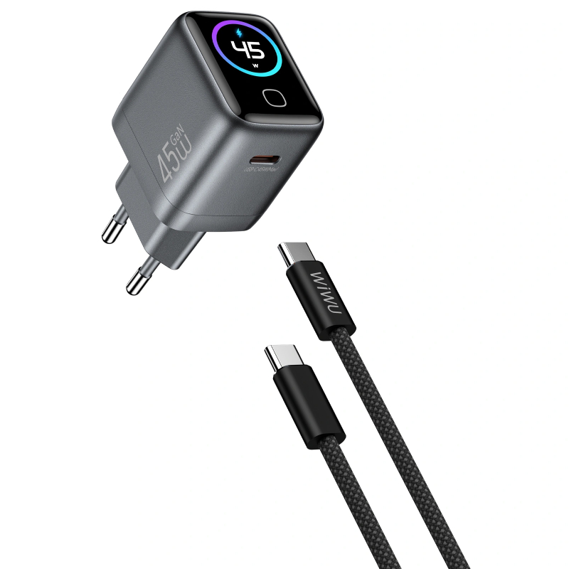 СЗУ WIWU CHG500 Voyager PD45W (1USB-C) + кабель Type-C to Type-C на картинке №3
