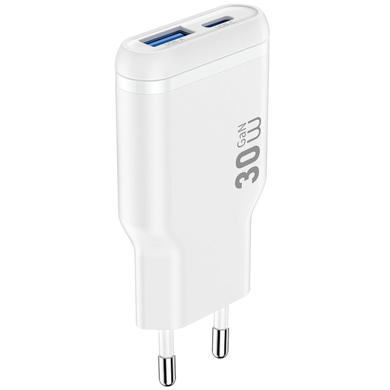 СЗУ WIWU G033 Essen PD30W+QC3.0 GaN (1USB-A/1C), White, купить оптом с доставкой