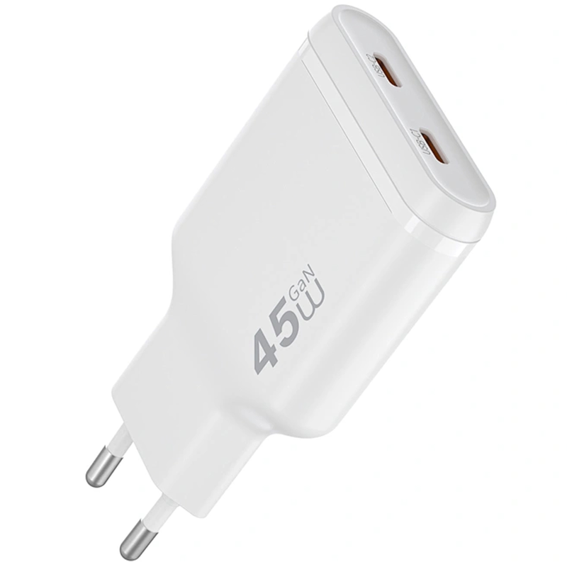 СЗУ WIWU G034 Essen PD45W GaN (2USB-C), White 4, купить оптом с доставкой