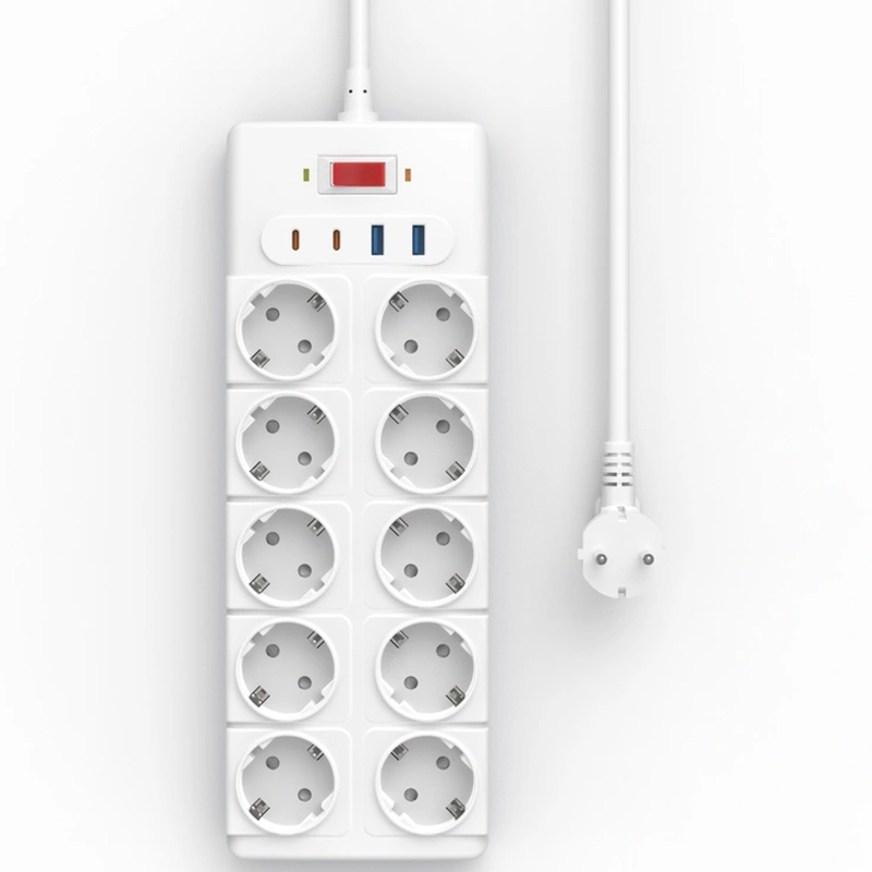 Подовжувач WIWU S008 Power Strip PD20W (2USB-A/2C/10xSocket) (2m) на малюнкі №2