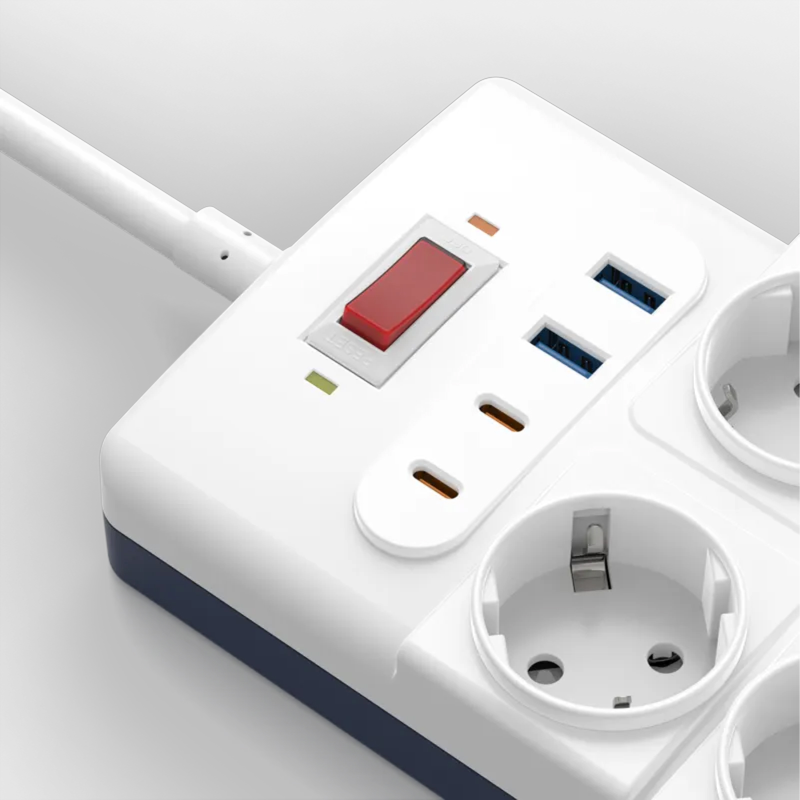 Удлинитель WIWU S008 Power Strip PD20W (2USB-A/2C/10xSocket) (2m), White 2, купить оптом с доставкой
