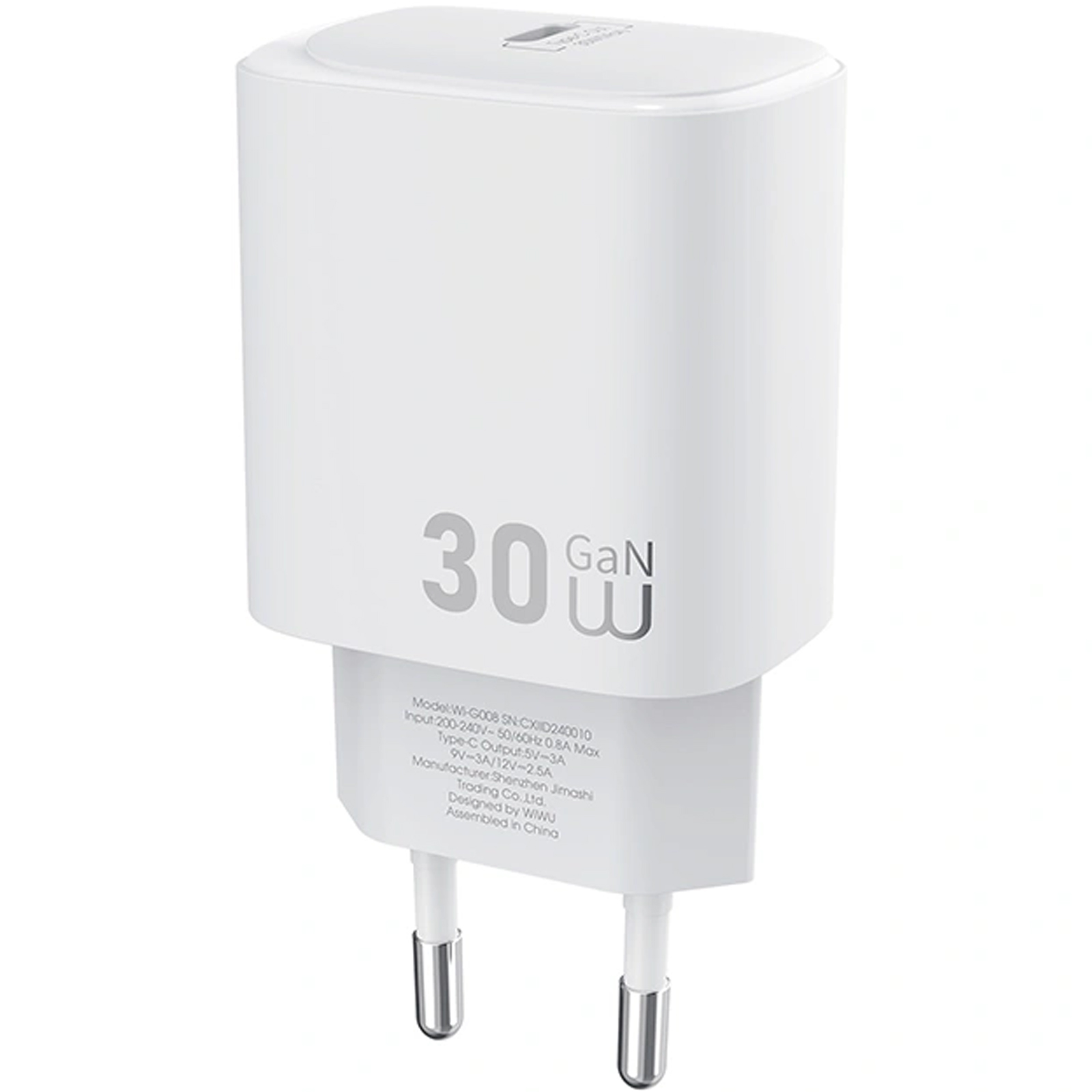 СЗУ WIWU G008 Essen PD30W GaN (1USB-C), White 4, купить оптом с доставкой