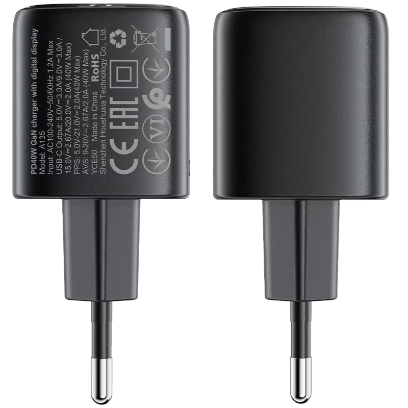 МЗП Acefast A135 PD40W GaN (1USB-C), Black 5, купити оптом з доставкою