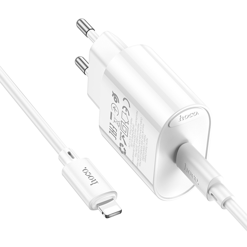 СЗУ Hoco C109A Fighter PD20W+QC3.0 (1USB-A/1C) + кабель Type-C to Lightning на картинке №3