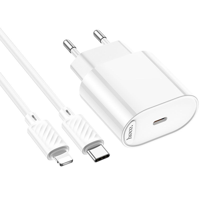 СЗУ Hoco C109A Fighter PD20W+QC3.0 (1USB-A/1C) + кабель Type-C to Lightning на картинке №4