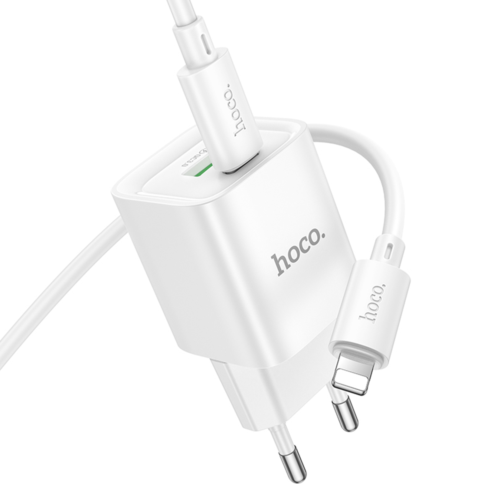 СЗУ Hoco C147A PD20W+QC3.0 (1USB-A/1C) + кабель Type-C to Lightning, White 4, купить оптом с доставкой