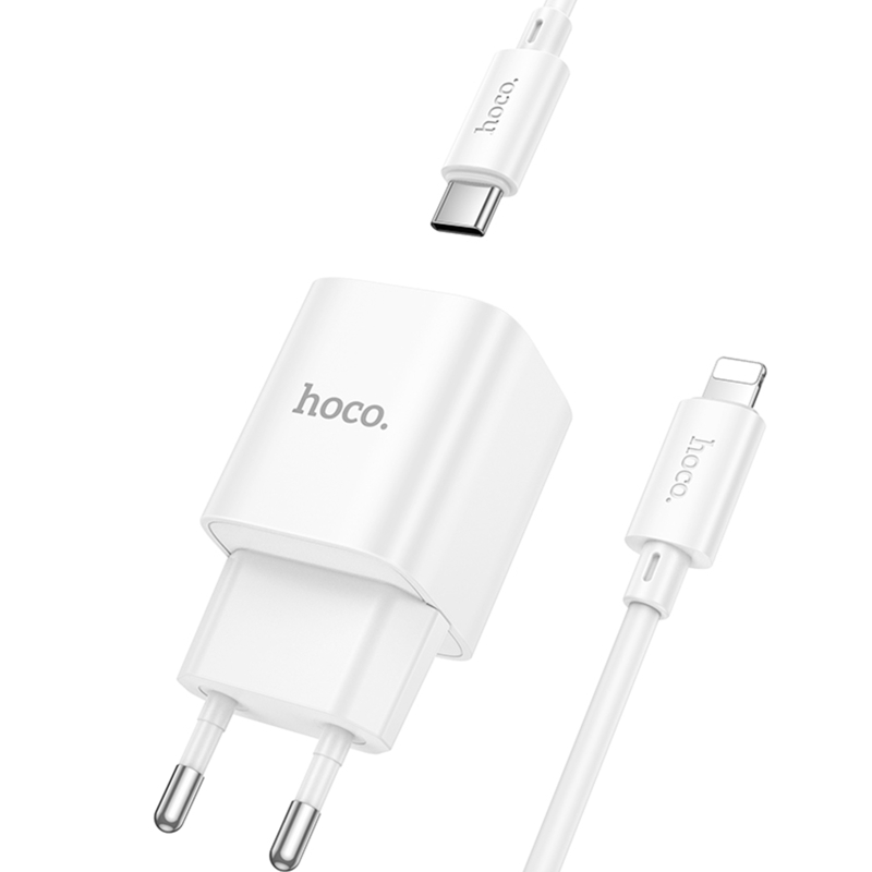 СЗУ Hoco C147A PD20W+QC3.0 (1USB-A/1C) + кабель Type-C to Lightning на картинке №6
