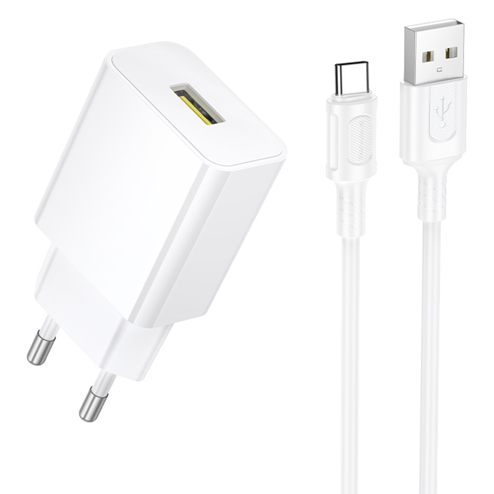 СЗУ Borofone BA111A Star QC3.0 (1USB-A) + кабель USB to Type-C, White, купить оптом с доставкой