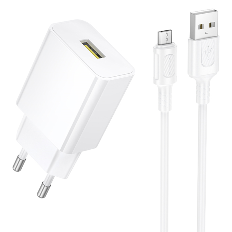 СЗУ Borofone BA111A Star QC3.0 (1USB-A) + кабель USB to MicroUSB, купить оптом с доставкой