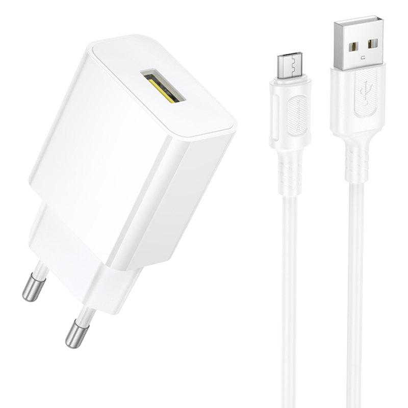 МЗП Borofone BA111A Star QC3.0 (1USB-A) + кабель USB to MicroUSB на малюнкі №1