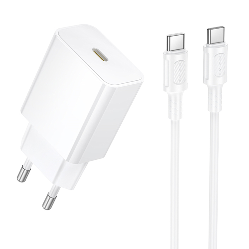 МЗП Borofone BA112A Star PD20W (1USB-C) + кабель Type-C to Type-C на малюнкі №1