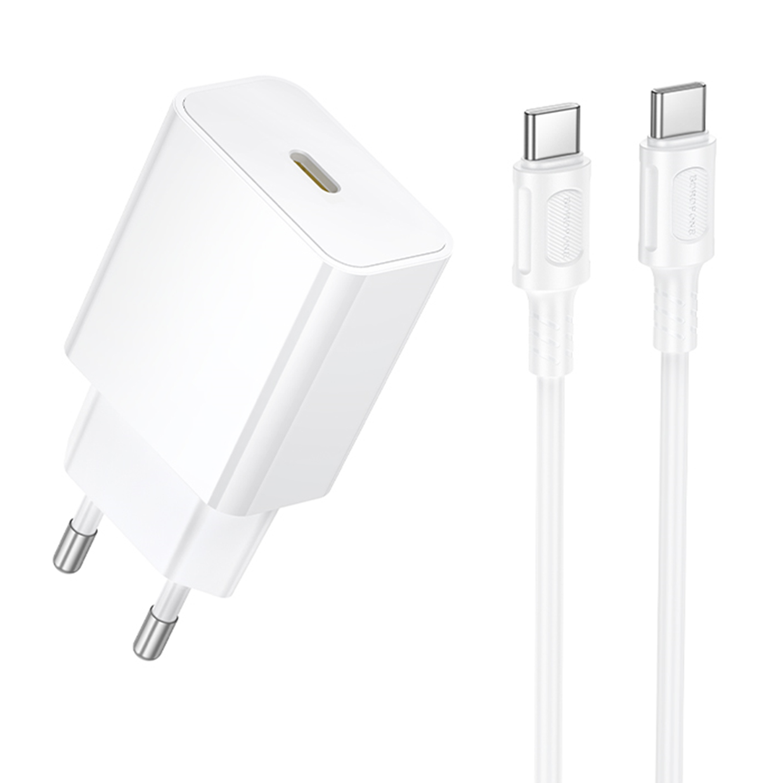 СЗУ Borofone BA112A Star PD20W (1USB-C) + кабель Type-C to Type-C, White, купить оптом с доставкой