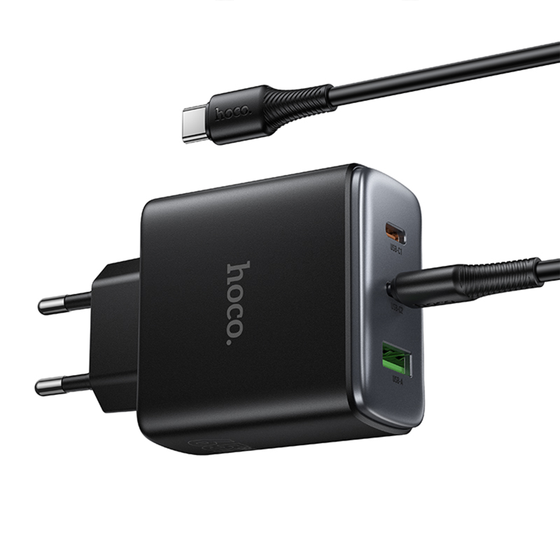 СЗУ Hoco C160A Upgrade PD65W+QC3.0 (1USB-A/2C) + кабель Type-C to Type-C, Black 4, купить оптом с доставкой