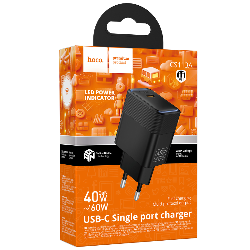 МЗП Hoco CS113A Lounge PD40W (1USB-C), Black 1, купити оптом з доставкою