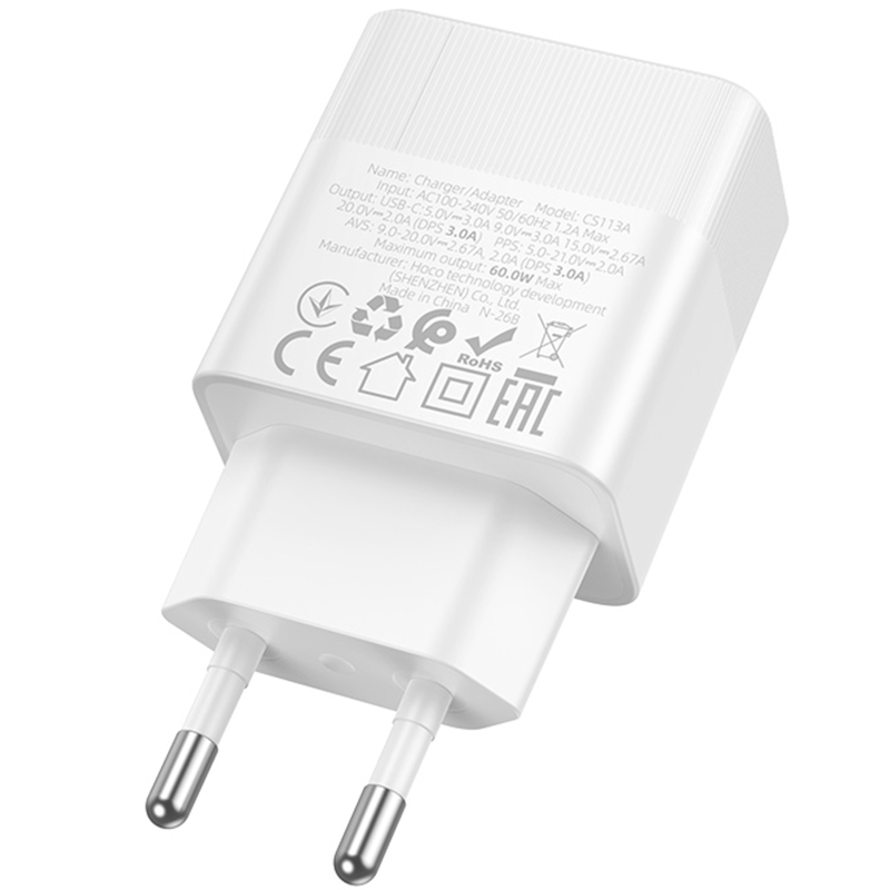 МЗП Hoco CS113A Lounge PD40W (1USB-C), White 1, купити оптом з доставкою