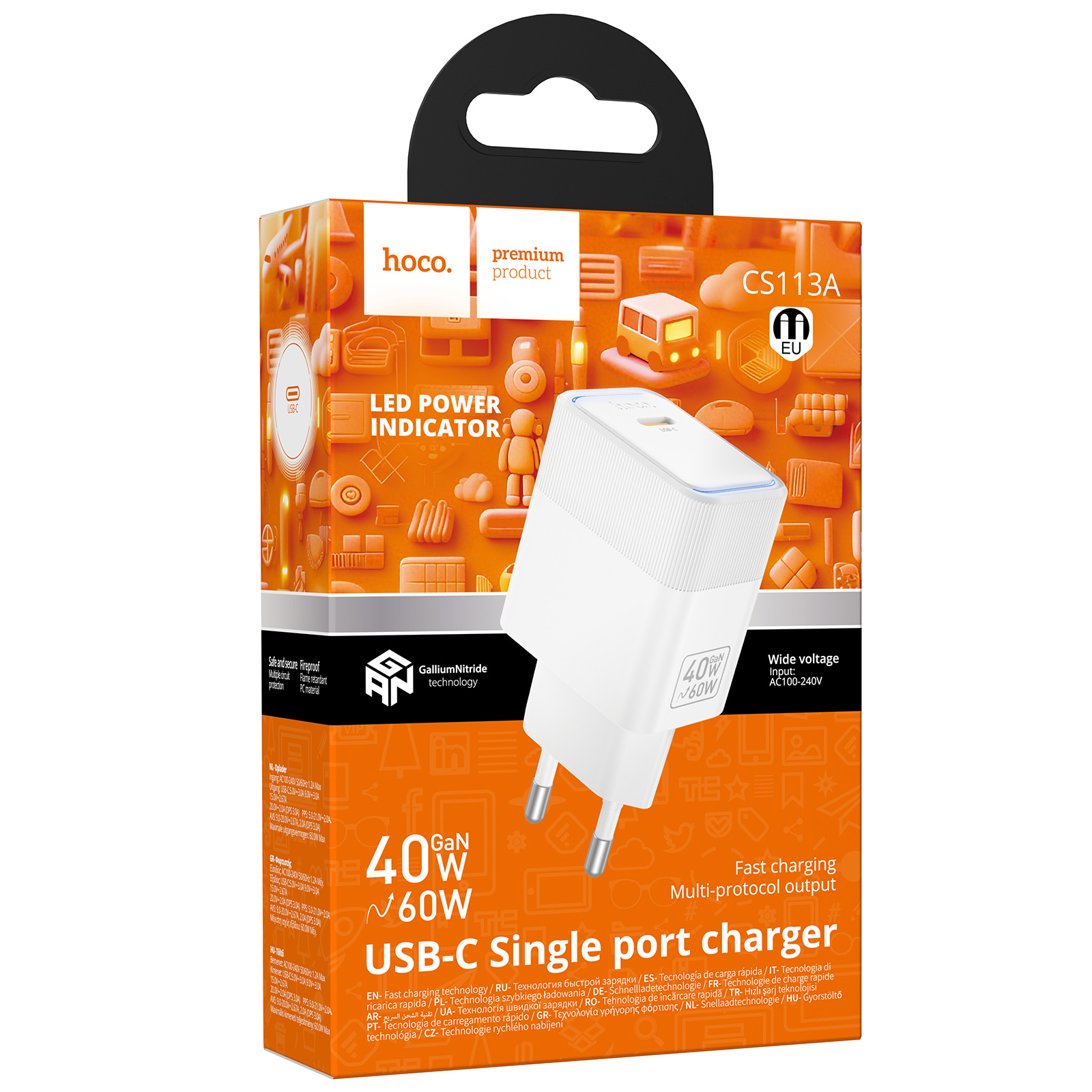 МЗП Hoco CS113A Lounge PD40W (1USB-C), White 2, купити оптом з доставкою