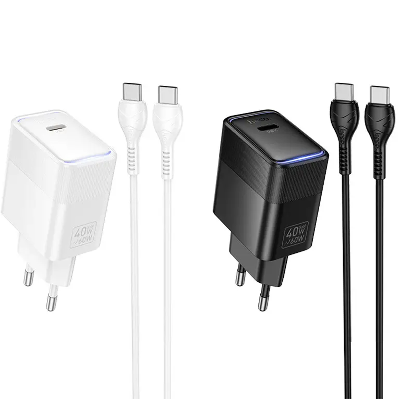 СЗУ Hoco CS113A Lounge PD40W (1USB-C) + кабель Type-C to Type-C, купить оптом с доставкой