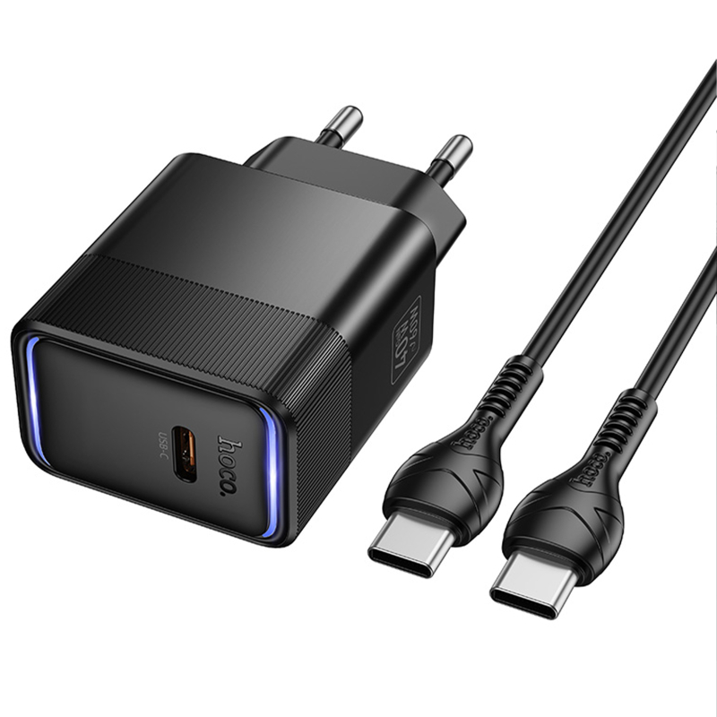 СЗУ Hoco CS113A Lounge PD40W (1USB-C) + кабель Type-C to Type-C на картинке №5