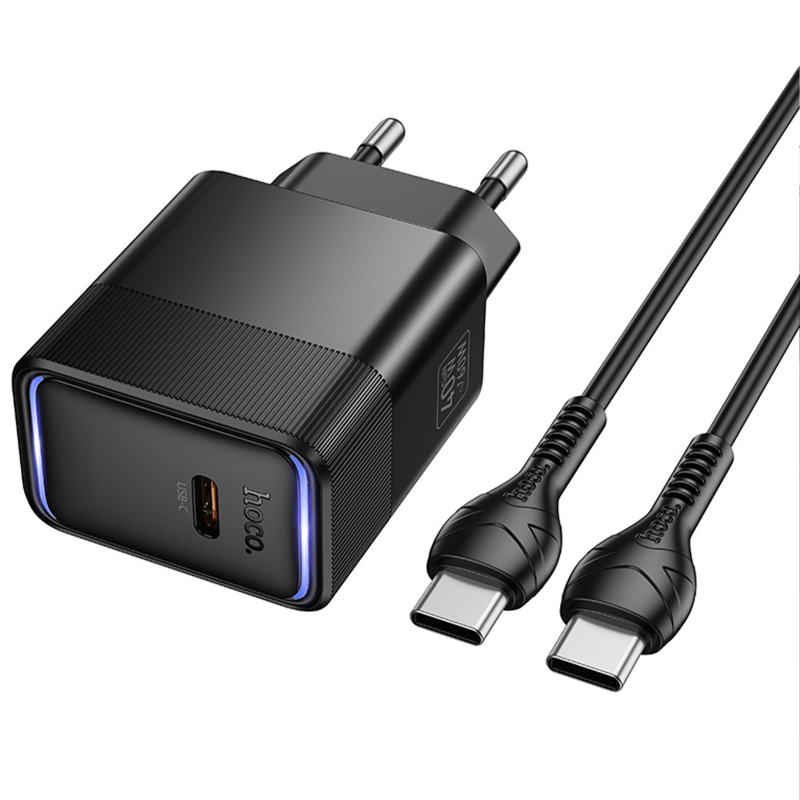 СЗУ Hoco CS113A Lounge PD40W (1USB-C) + кабель Type-C to Type-C, Black 4, купить оптом с доставкой