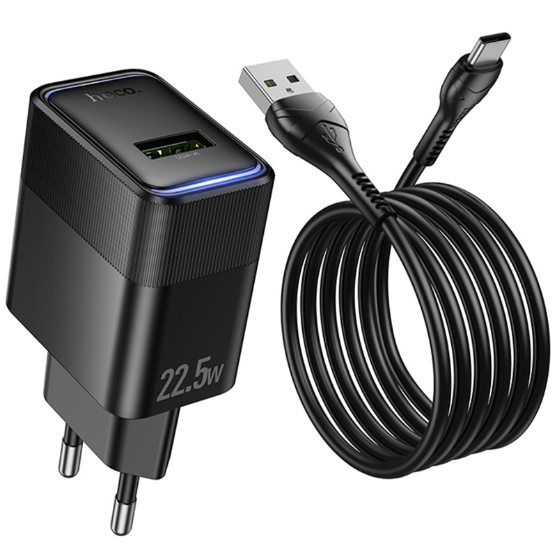СЗУ Hoco CS111A Lounge PD22.5W (1USB-C) + кабель USB to Type-C, Black 3, купить оптом с доставкой