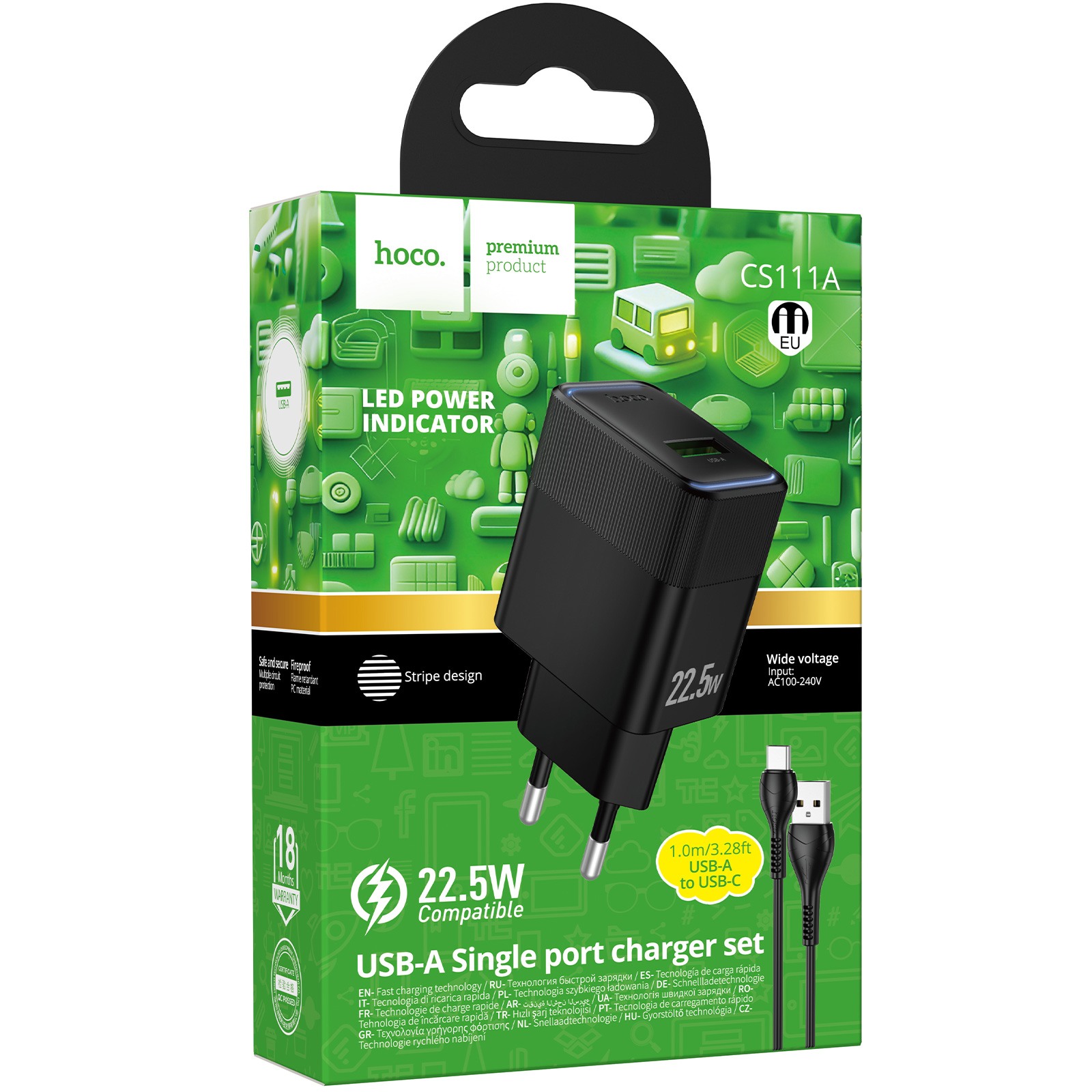 СЗУ Hoco CS111A Lounge PD22.5W (1USB-C) + кабель USB to Type-C, Black 4, купить оптом с доставкой