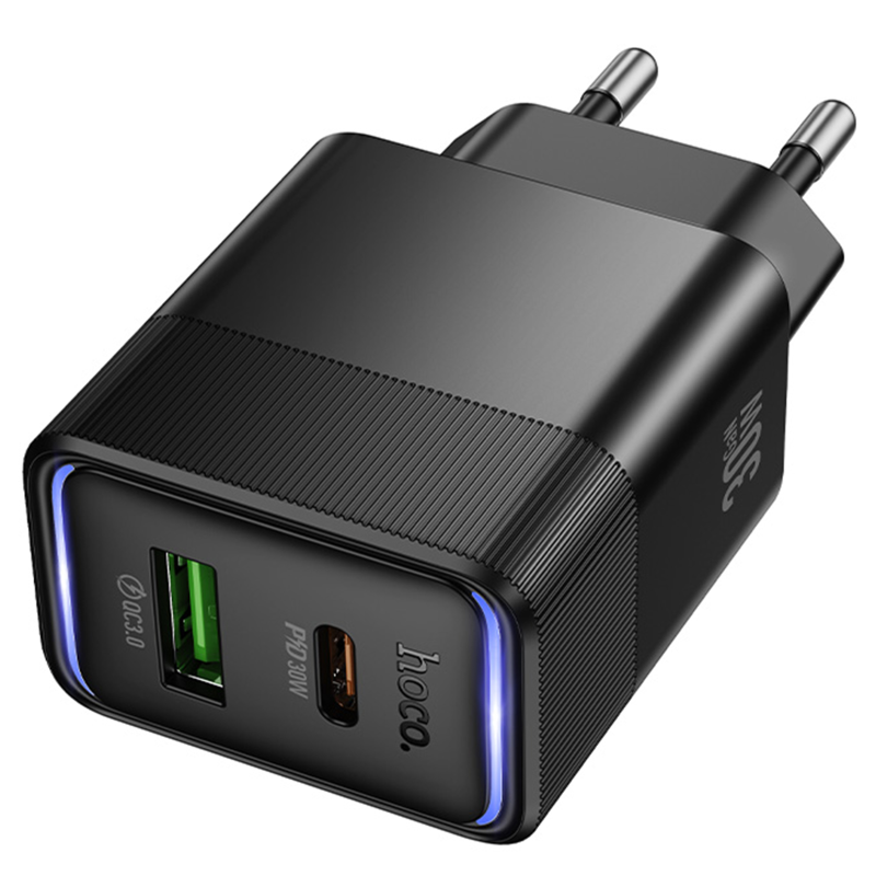 СЗУ Hoco CS112A Lounge PD30W+QC3.0 (1USB-A/1C), Black 2, купить оптом с доставкой