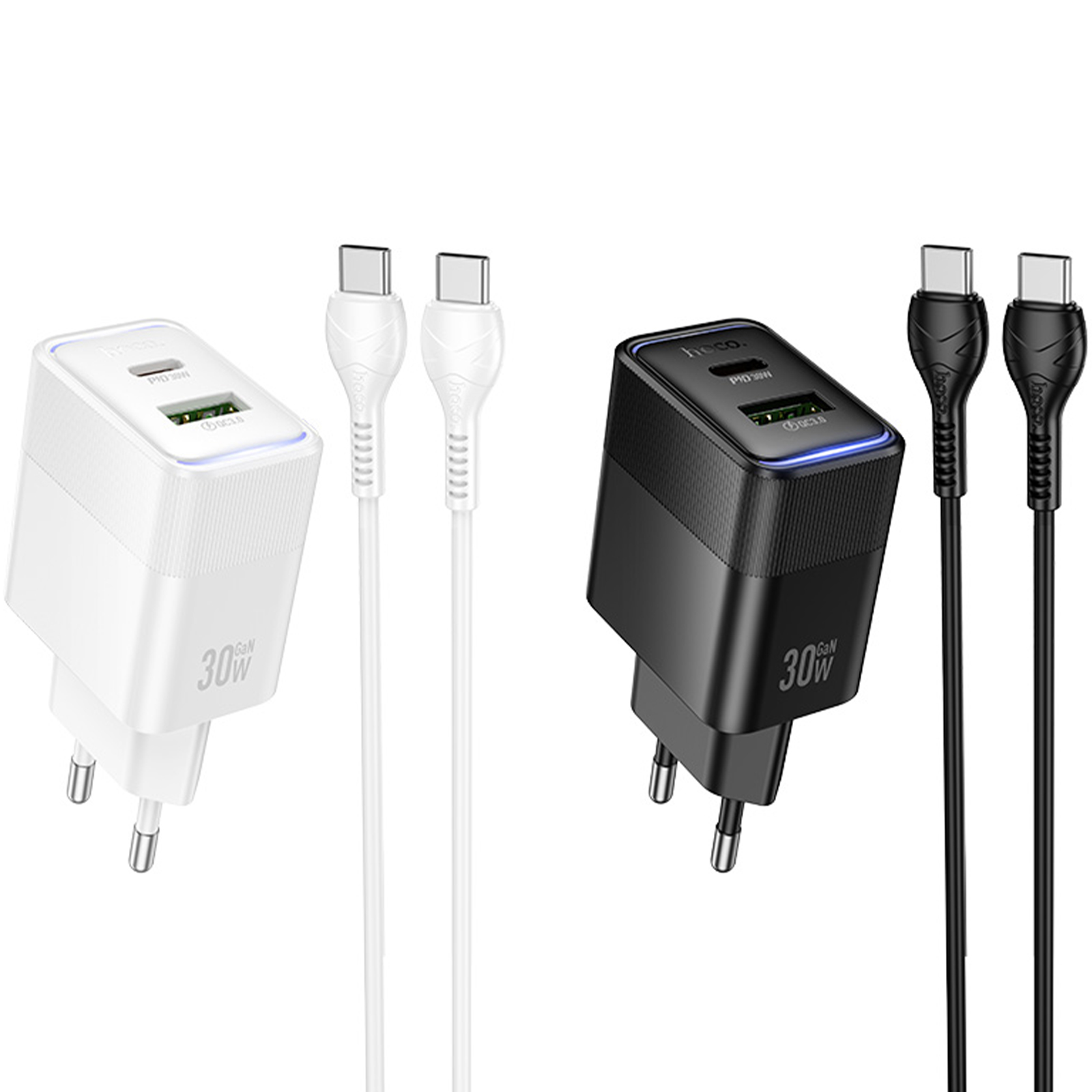 СЗУ Hoco CS112A Lounge PD30W+QC3.0 (1USB-A/1C) + кабель Type-C to Type-C, купить оптом с доставкой